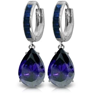 Glowing minimalist earrings-10.6 Carat 14K Solid White Gold Something Dark Sapphire Earrings