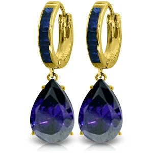 Faint silver earrings-10.6 Carat 14K Solid Yellow Gold Dramatique Sapphire Earrings