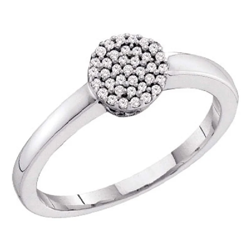 Clasped gem ring-10kt White Gold Womens Round Diamond Cluster Ring 1/8 Cttw