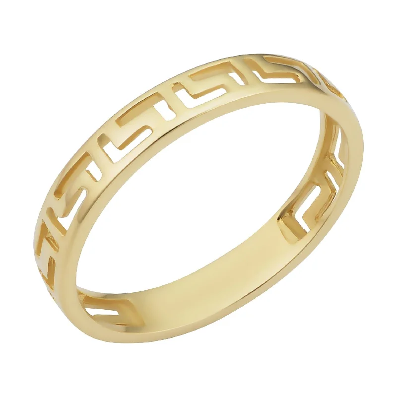 Peaked ridge ring-10KT Yellow Gold Fashion Greek Key Ring