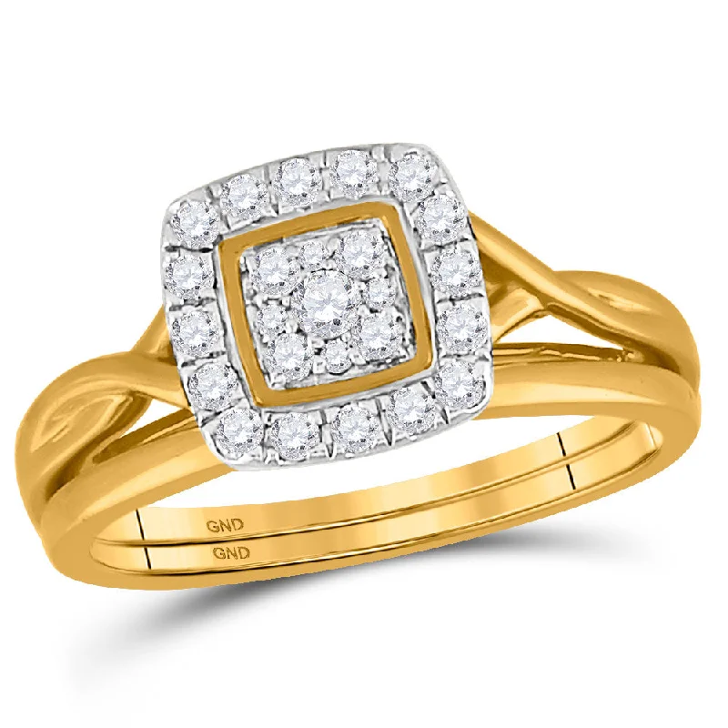 Subtle arc ring-10kt Yellow Gold Round Diamond Bridal Wedding Ring Band Set 1/3 Cttw