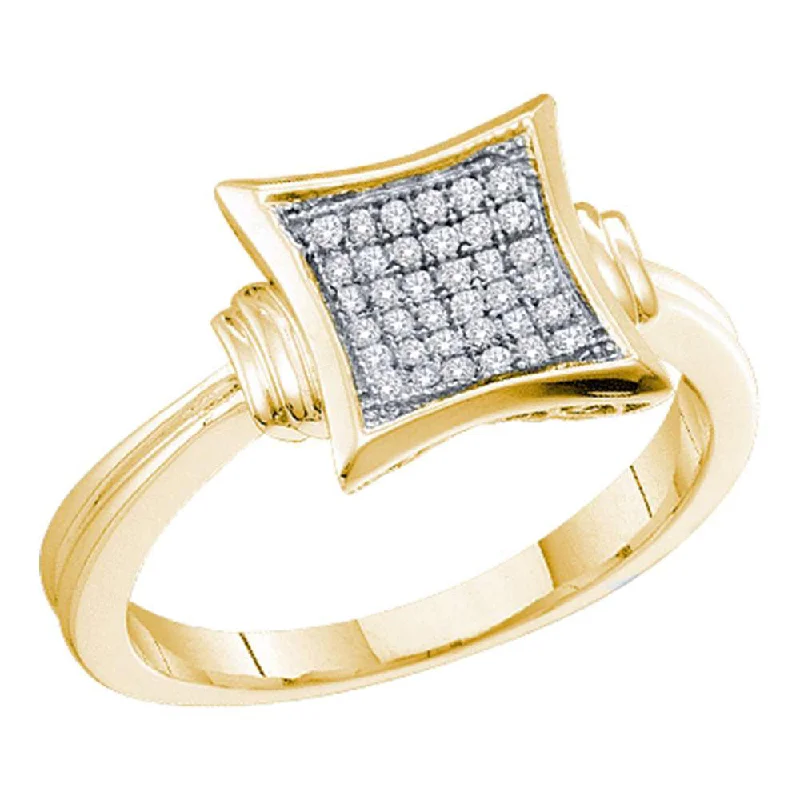 Looping wire ring-10kt Yellow Gold Womens Diamond Square Cluster Ring 1/10 Cttw