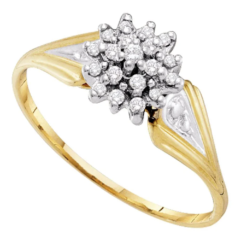 Soft curve ring-10kt Yellow Gold Womens Round Diamond Cluster Ring 1/10 Cttw