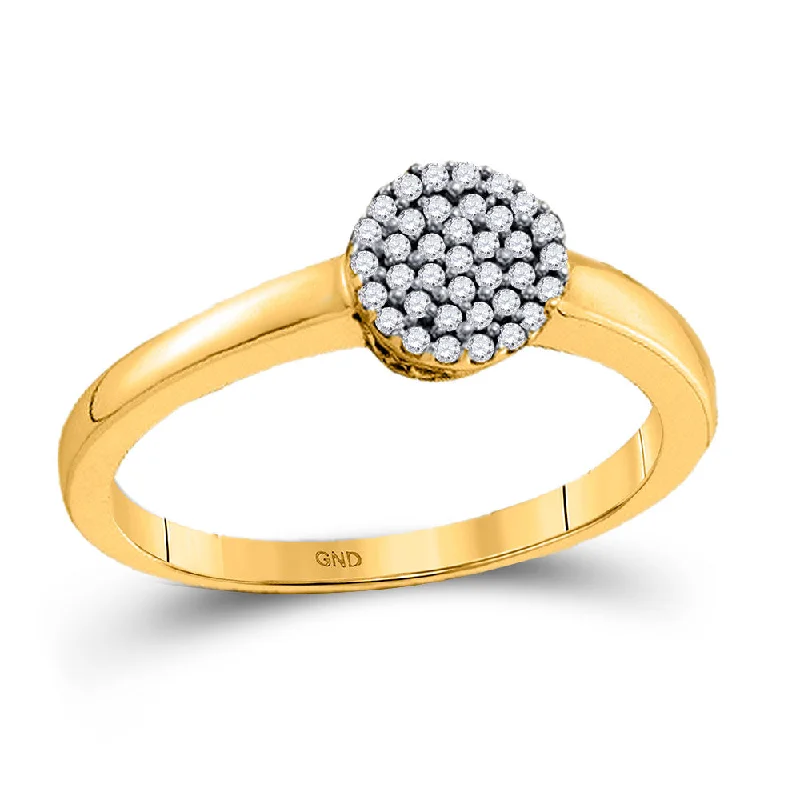 Broad-level ring-10kt Yellow Gold Womens Round Diamond Cluster Ring 1/8 Cttw