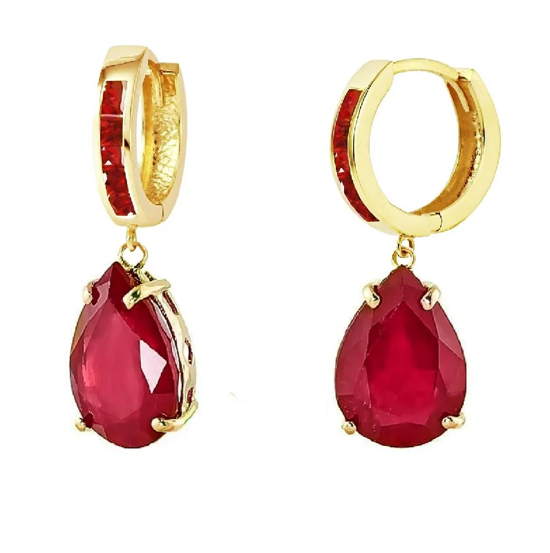 Fused-hoop earrings-11.3 Carat 14K Solid Yellow Gold Dramatique Ruby Earrings