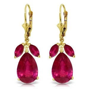 Ragged edge earrings-11 Carat 14K Solid Yellow Gold Tulip Bow Ruby Earrings