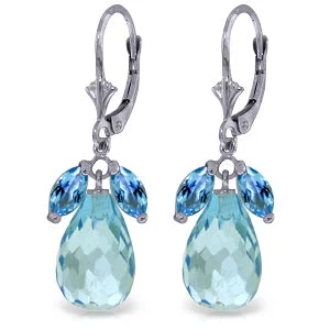 Faint silver earrings-14.4 Carat 14K Solid White Gold Attached Blue Topaz Earrings