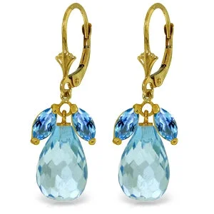 Crafted gold earrings-14.4 Carat 14K Solid Yellow Gold Alicia Blue Topaz Earrings