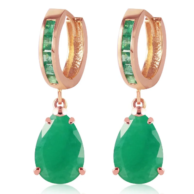 Icy topaz earrings-14K. ROSE GOLD HUGGIE EARRING WITH DANGLING EMERALDS