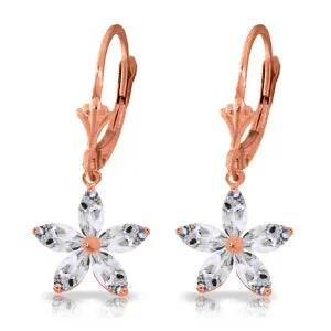 Horizon-cut earrings-14K Solid Rose Gold Leverback Earrings Natural Rose Topaz Certified