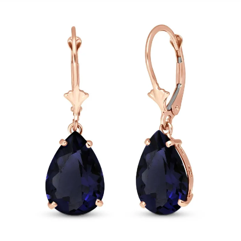 Lush garnet earrings-14K Solid Rose Gold Leverback Earrings Natural Sapphire Certified Class