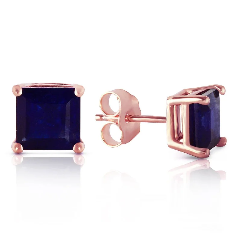 Stellar burst earrings-14K Solid Rose Gold Stud Earrings Natural Sapphire Jewelry