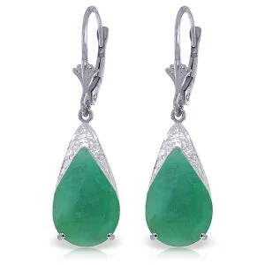 Ragged edge earrings-14K. WHITE GOLD LEVERBACK EARRING WITH NATURAL EMERALDS