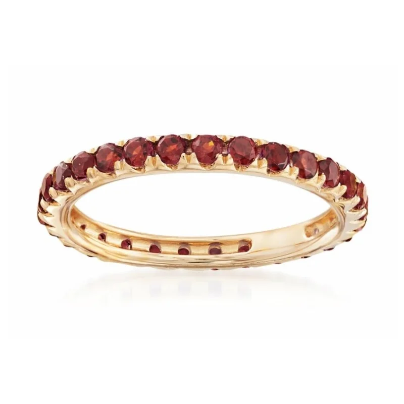 Swirled design ring-14Kt Gold Red Garnet Gemstone Eternity Band Ring