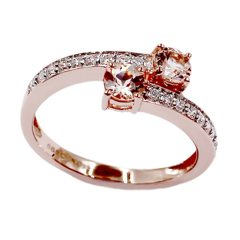 Sharp stone ring-14KT Rose Gold Morganite And Diamond Ring