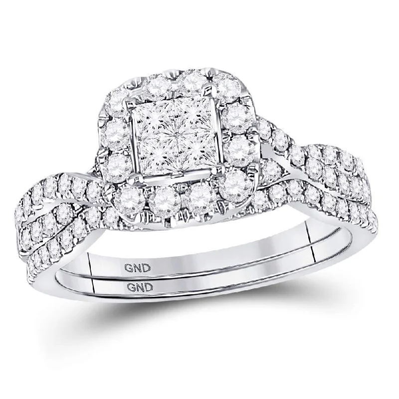 Icy topaz ring-14kt White Gold Princess Diamond Bridal Wedding Ring Band Set 1 Cttw