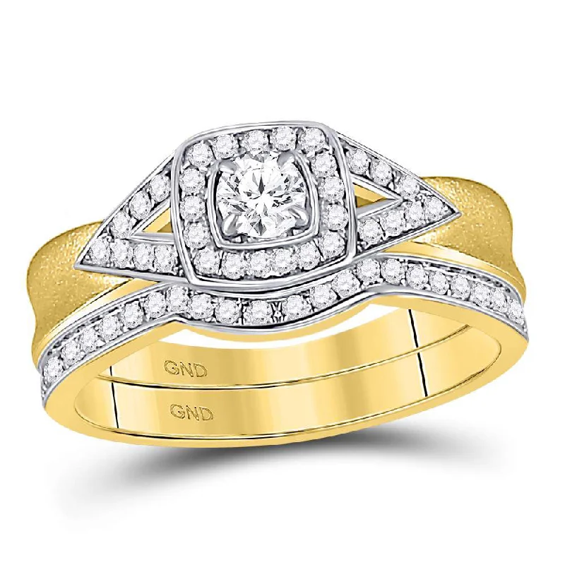 Faint silver ring-14kt Yellow Gold Round Diamond Bridal Wedding Ring Band Set 1/2 Cttw