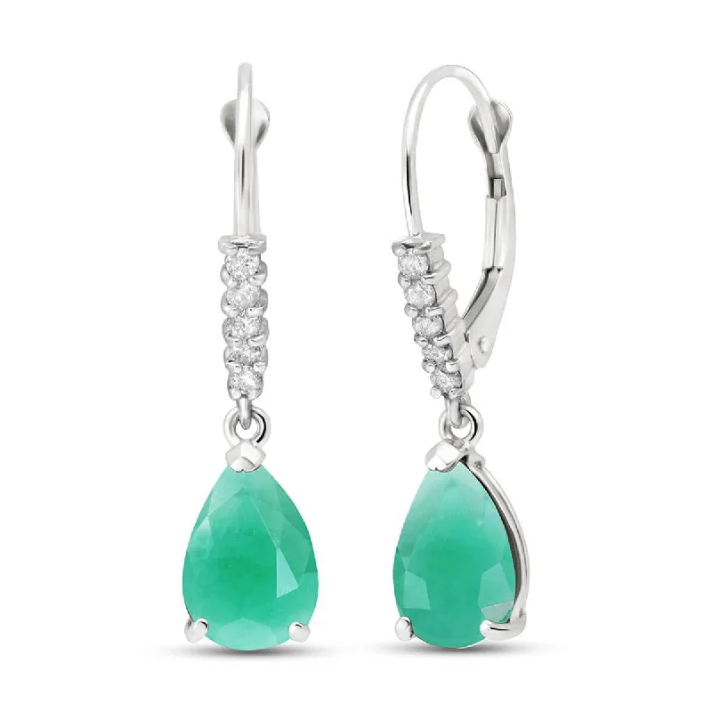 Sun glow earrings-2.15 Carat 14K Solid White Gold Scorching Stare Emerald Diamond Earrings