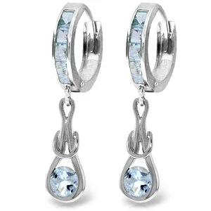 Swirled design earrings-2.15 Carat 14K Solid White Gold Smell Of Your Skin Aquamarine Earrings