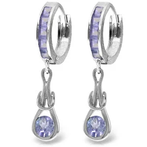 Glowing citrine earrings-2.25 Carat 14K Solid White Gold Huggie Earrings Dangling Tanzanite