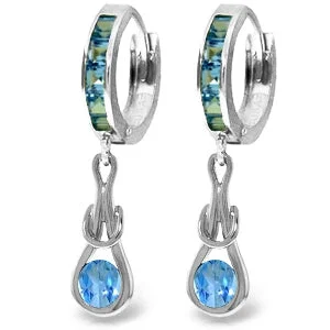 Vivid topaz earrings-2.5 Carat 14K Solid White Gold Light As A Feather Blue Topaz Earrings