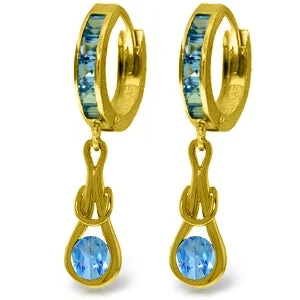 Etched hoop earrings-2.5 Carat 14K Solid Yellow Gold Love Knot Blue Topaz Earrings