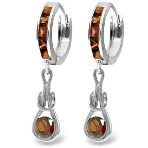 Fine-level earrings-2.6 Carat 14K Solid White Gold Mapped By Waves Garnet Earrings