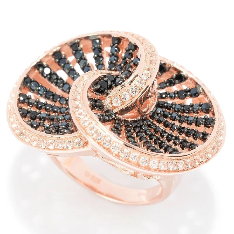 Arch motif ring-2.69ctw Black Spinel & White Topaz Concave Ring