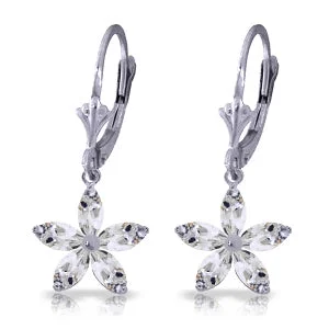 Flexible stone earrings-2.8 Carat 14K Solid White Gold Rewards Of Integrity White Topaz Earrings