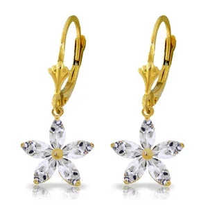 Clean cut earrings-2.8 Carat 14K Solid Yellow Gold Astonish White Topaz Earrings