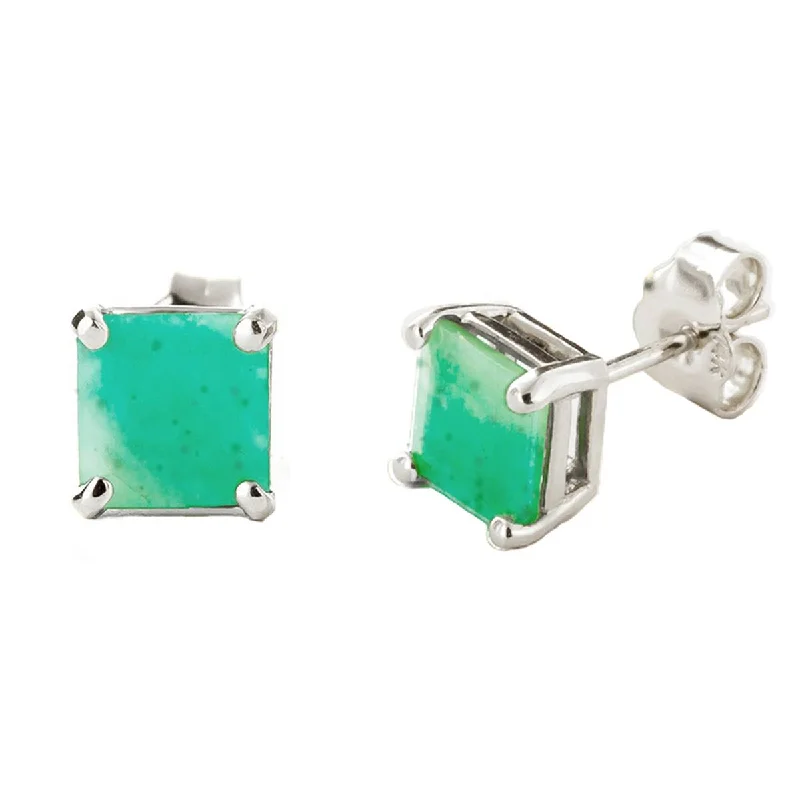 Rough-hewn stone earrings-2.9 Carat 14K Solid White Gold Lights On Emerald Earrings