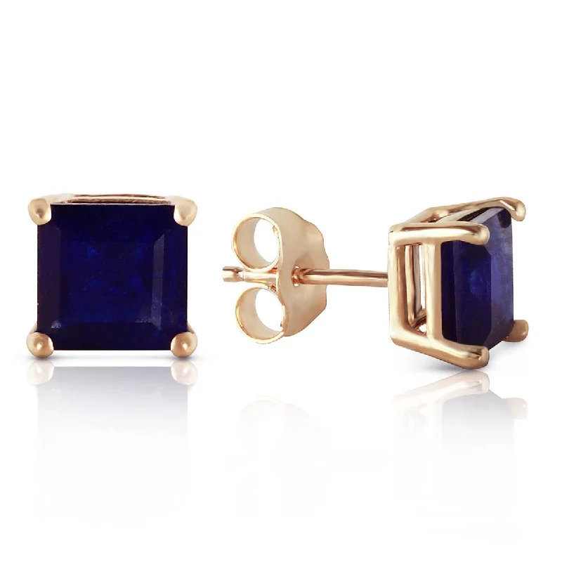 Crest motif earrings-2.9 Carat 14K Solid Yellow Gold My Last Love Sapphire Earrings