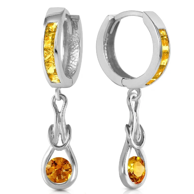 Fine-cut earrings-2 Carat 14K Solid White Gold Familiarity Citrine Earrings