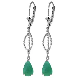 Stamped gem earrings-2 Carat 14K Solid White Gold Fulfilled Vows Emerald Earrings