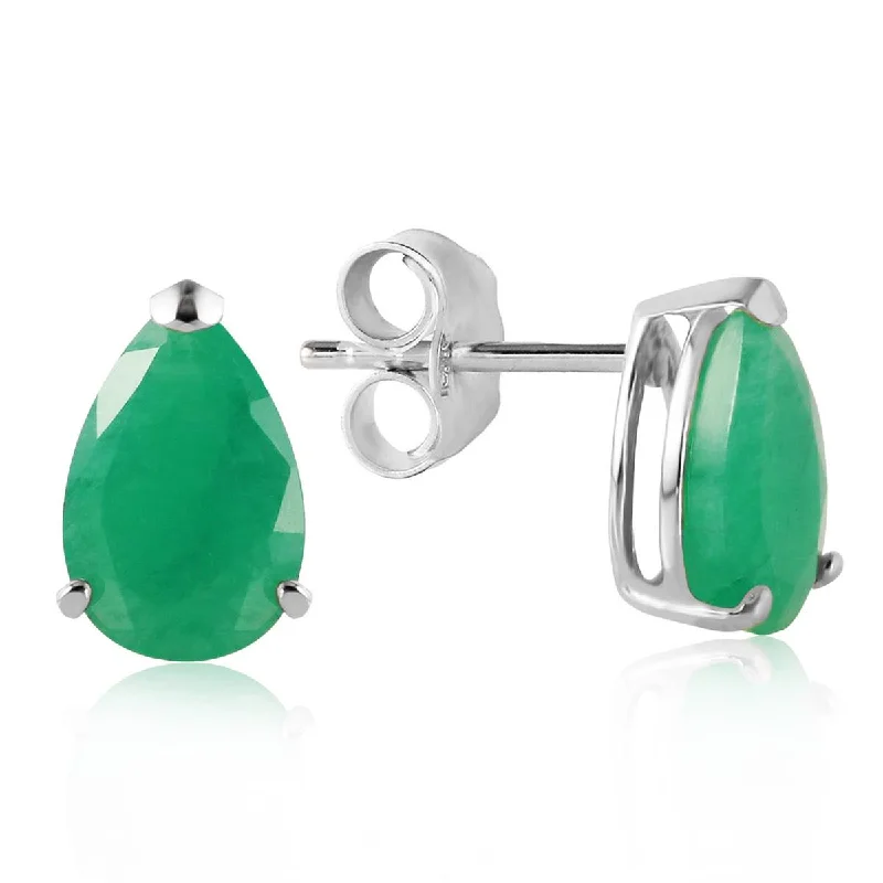 Linked knot earrings-2 Carat 14K Solid White Gold Temptation Near Emerald Earrings