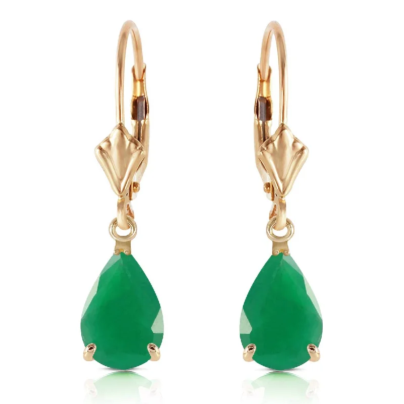 Outstretched gem earrings-2 Carat 14K Solid Yellow Gold Extravaganza Emerald Earrings