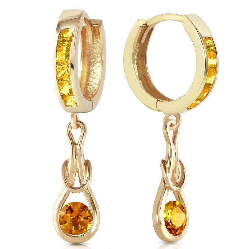 Slack coil earrings-2 Carat 14K Solid Yellow Gold Love Knot Citrine Earrings