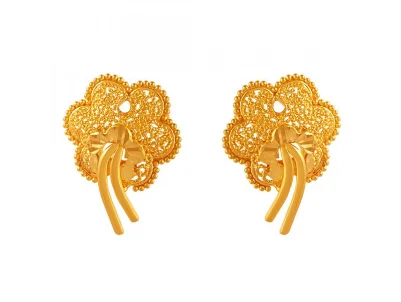 Icy topaz earrings-22k Delicate Flower Shape Gold Stud Earrings