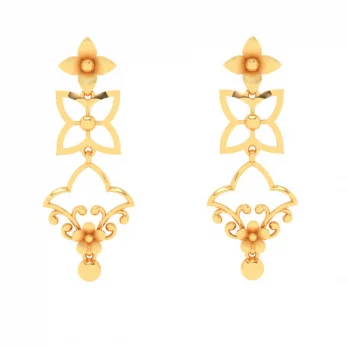 Ruffled rim earrings-22k Elegant Gold Earrings With Floral Patterns From Mugdhaa Collection