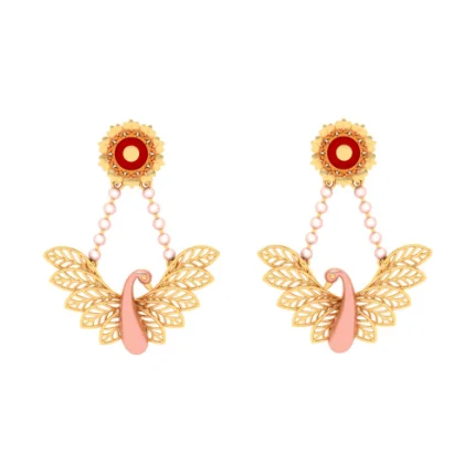 Offset stone earrings-22k Gold Earrings Design With Cute Bird Theme