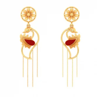 Swept gem earrings-22k Gold Earrings With Swan Motif From Mugdhaa Collection