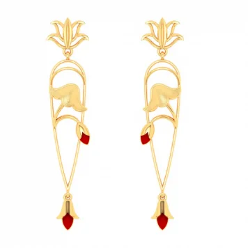 Arch motif earrings-22k Gold Earrings With Unique Flower Bud Design From Mugdhaa Collection