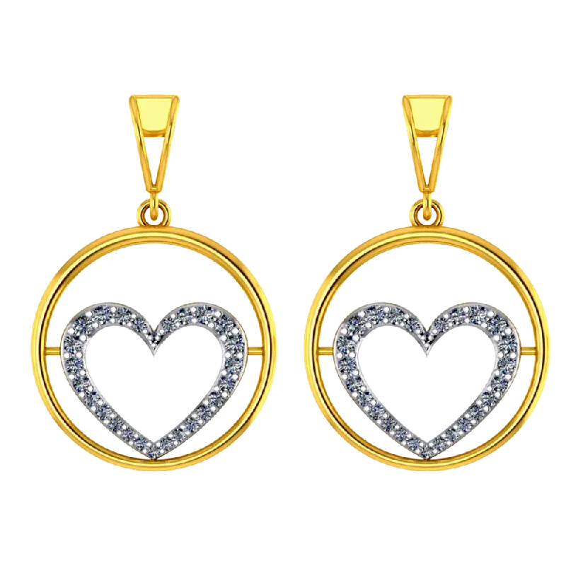 Swirled design earrings-22k Gold Hoop Ring With A American Diamond Studded Heart In The Centre