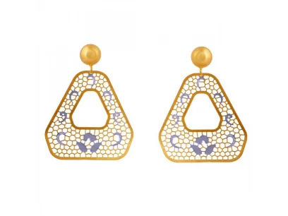 Looping wire earrings-22k Intricate Jali Work Gold Earrings With Colourful Floral Detailing