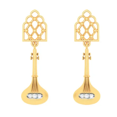 Bloom-bud earrings-22KT Sitaar Shaped Gold Earrings From Mugdhaa Collection