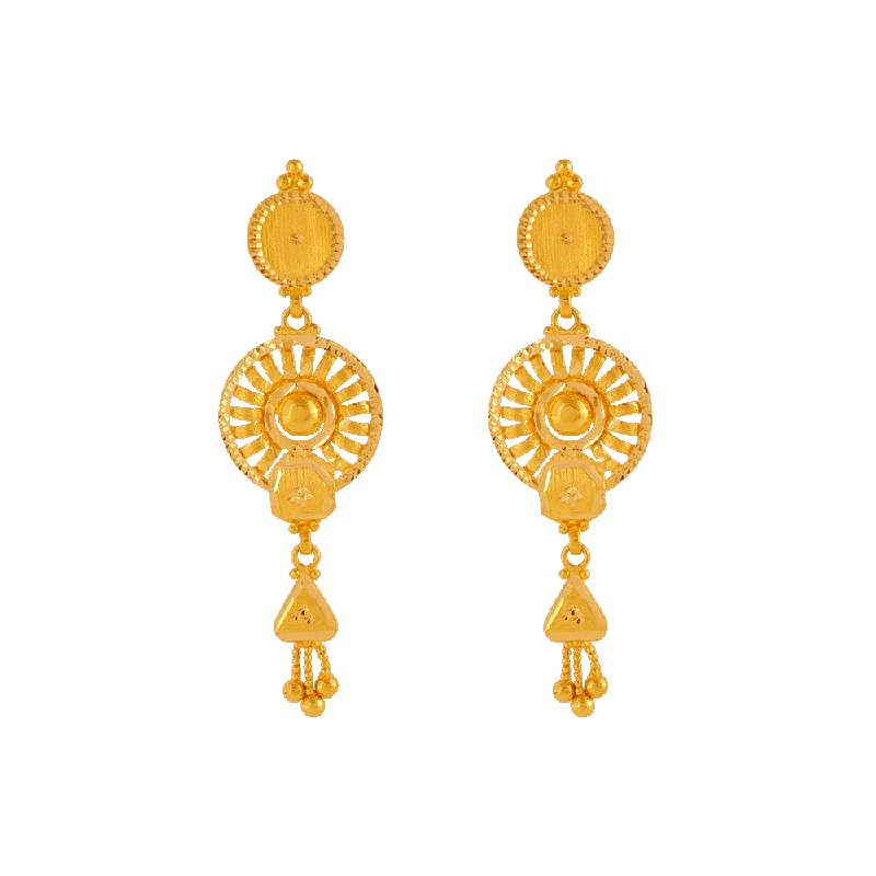 Ten-gem earrings-22KT Yellow Gold Jhumki Earrings For Women