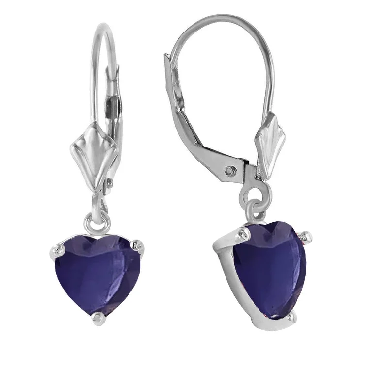 Shimmering stone earrings-3.1 Carat 14K Solid White Gold Emotions Expressed Sapphire Earrings