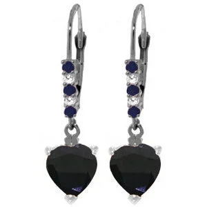 Dewdrop gem earrings-3.28 Carat 14K Solid White Gold Splendor Of The Night Sapphire Diamond Ea