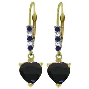 Fine-cut earrings-3.28 Carat 14K Solid Yellow Gold Hotcold Sapphire Diamond Earrings