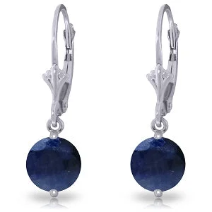 Swirled design earrings-3.3 Carat 14K Solid White Gold Retalliate Sapphire Earrings